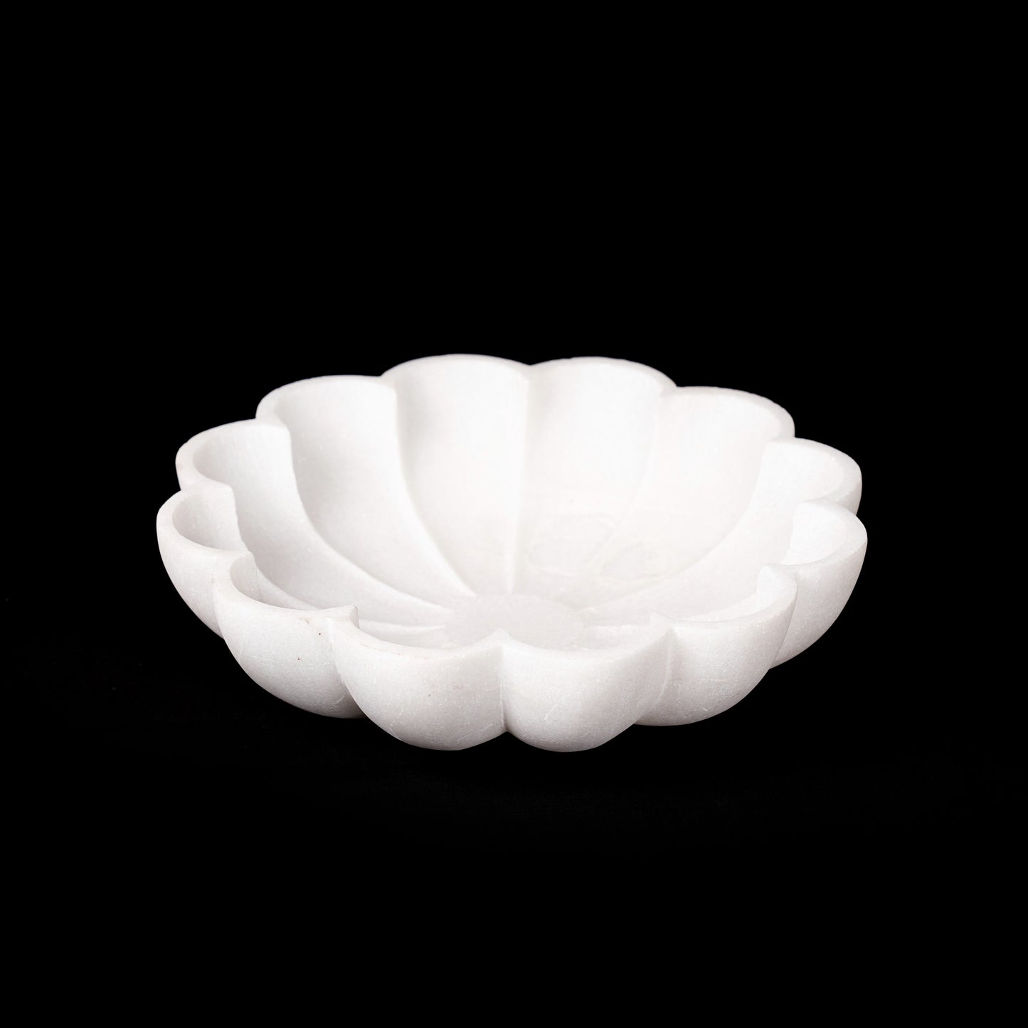 White Marble Flower-Shaped Urli Bowl