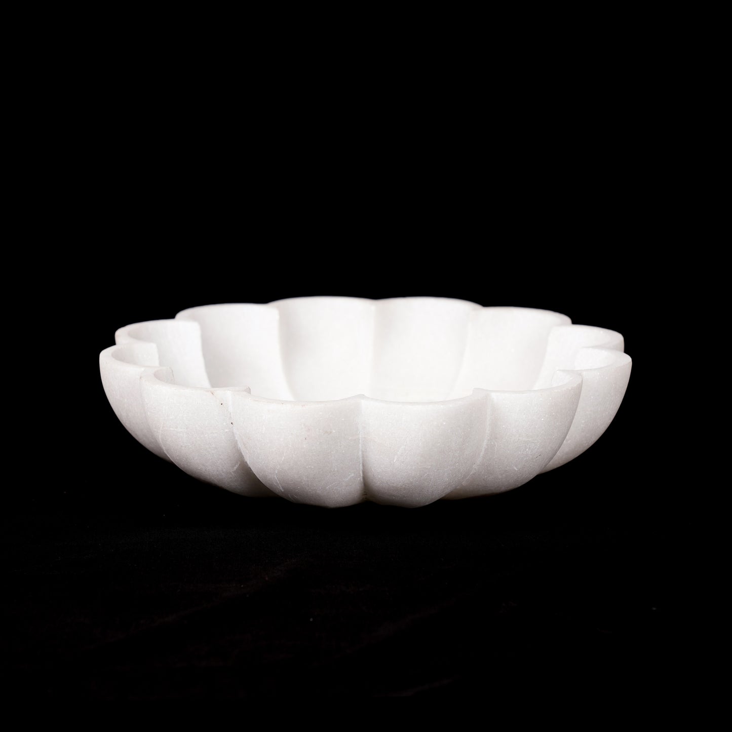 White Marble Flower-Shaped Urli Bowl