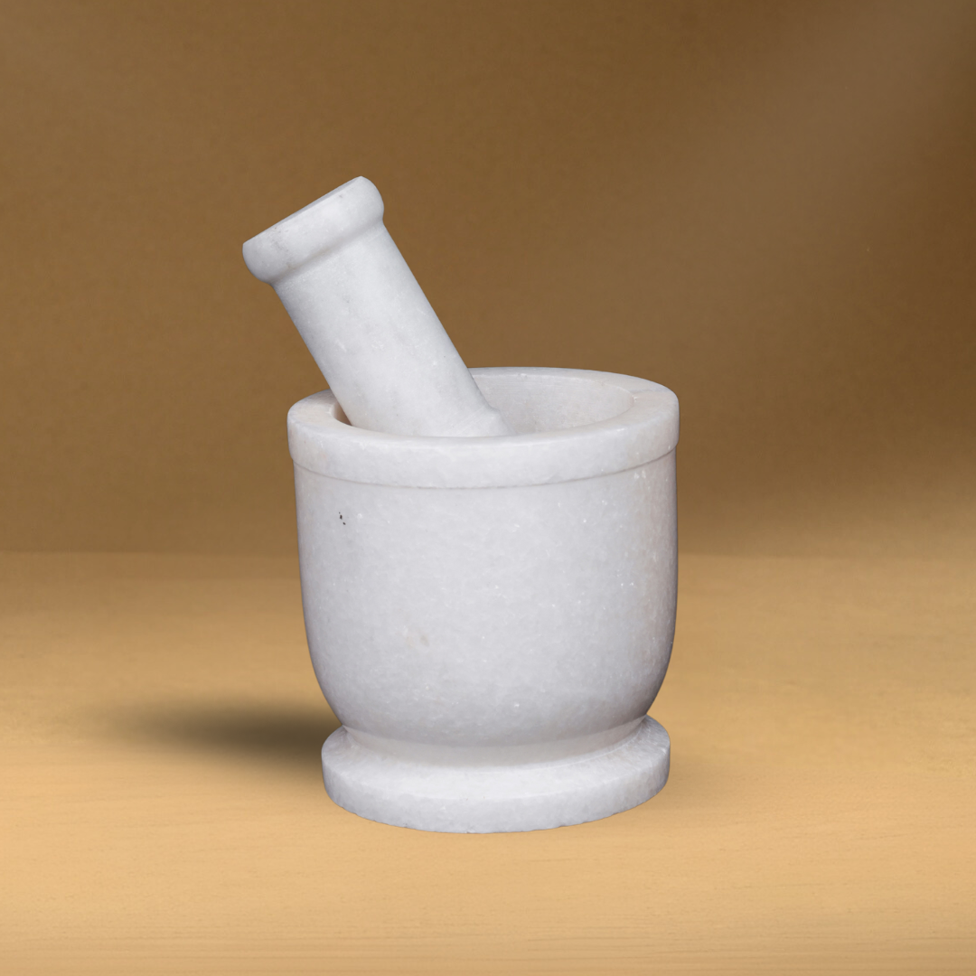 White Marble Mortar & Pestle Spice crusher