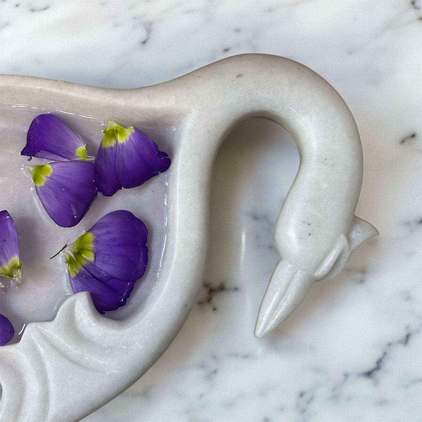 White Marble Peacock Bowl