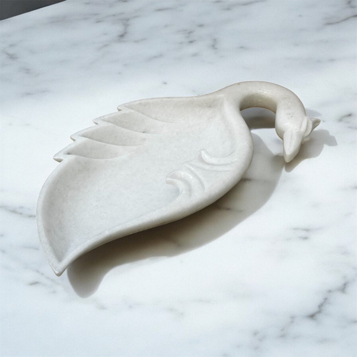 White Marble Peacock Bowl