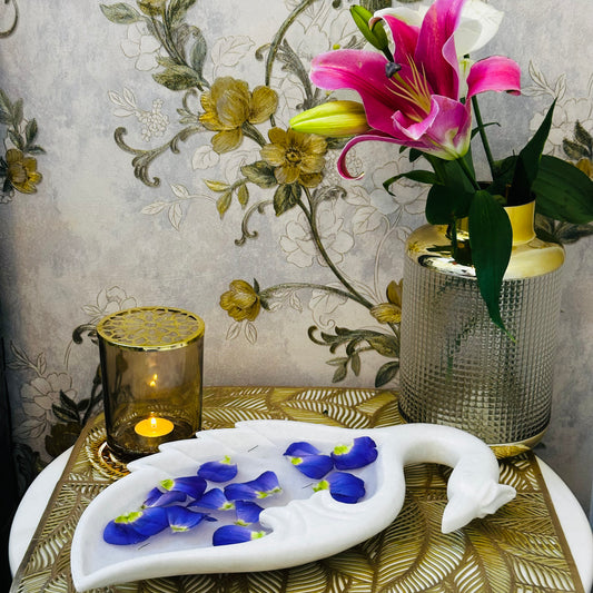 White Marble Peacock Bowl