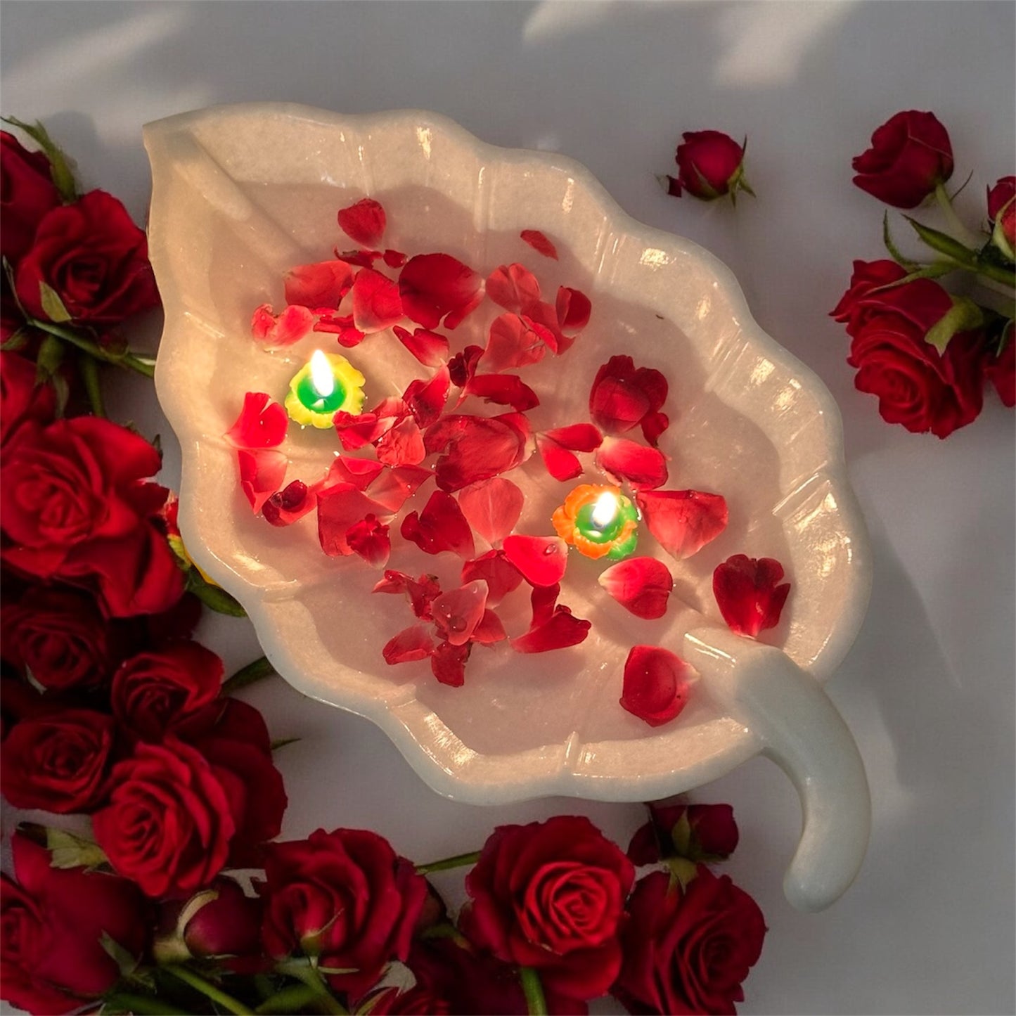 White Marble Petal Bowl