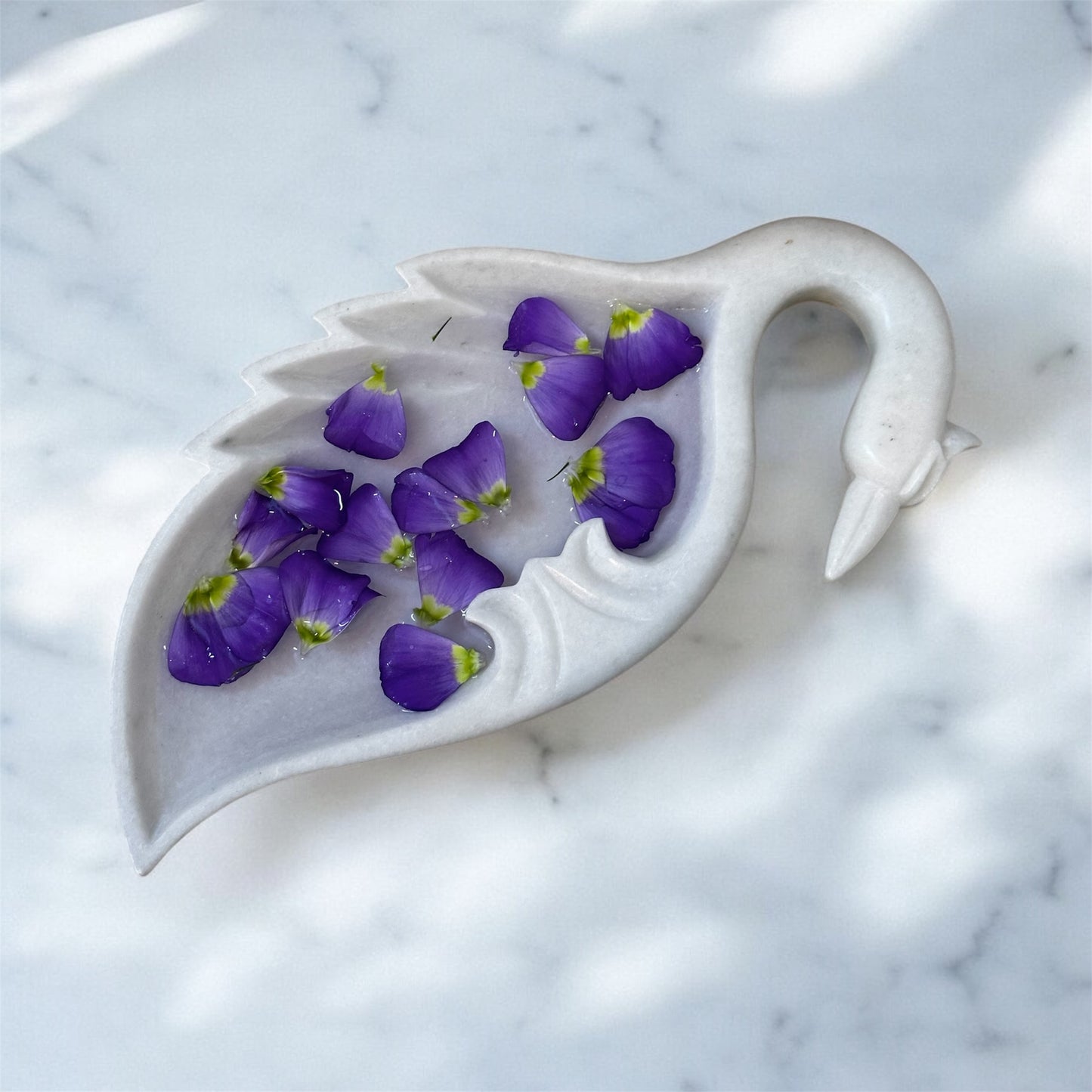 White Marble Peacock Bowl