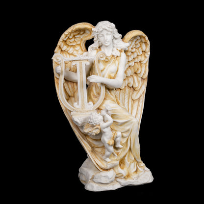 Heavenly Angel with Harp Sculpture