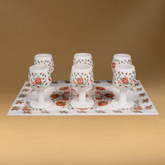 Agra Wine Glasses with Tray