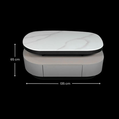 Mesa de centro con efecto mármol blanco de dos tonos