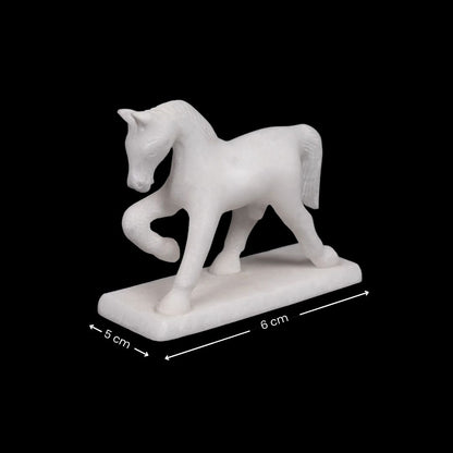 All White Marble Table Running Horse | Set of 2 Elegant Sculptures