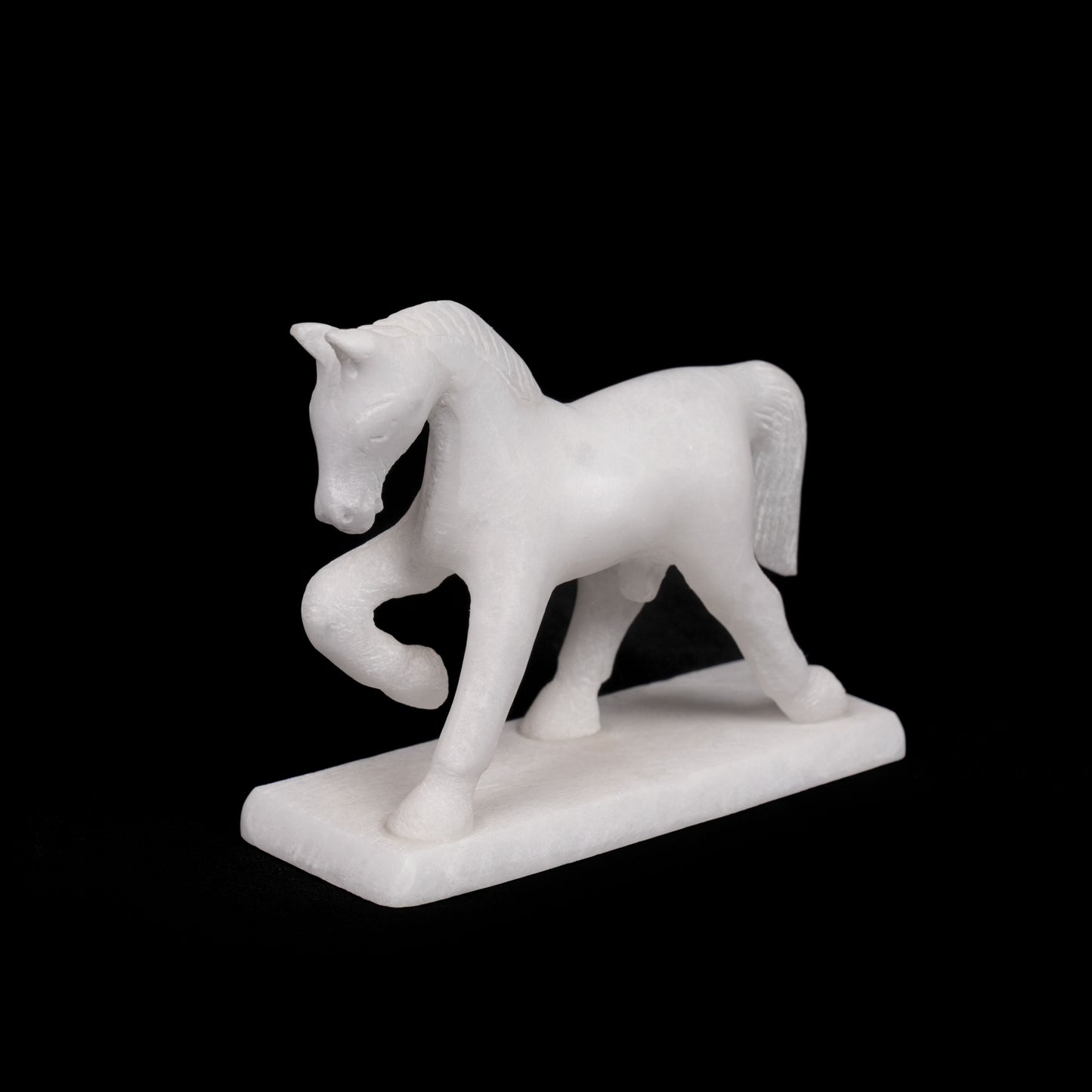 All White Marble Table Running Horse