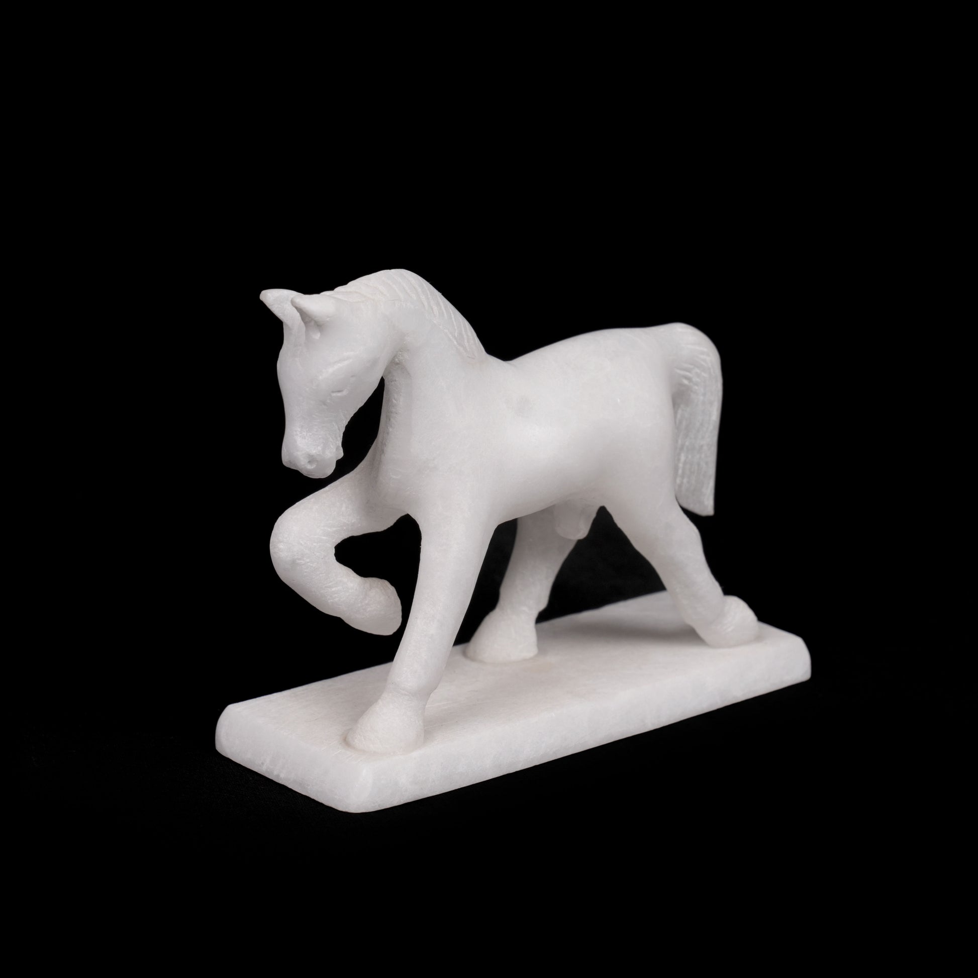 All White Marble Table Running Horse