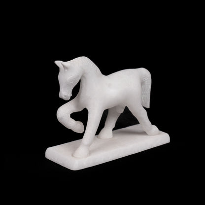 All White Marble Table Running Horse