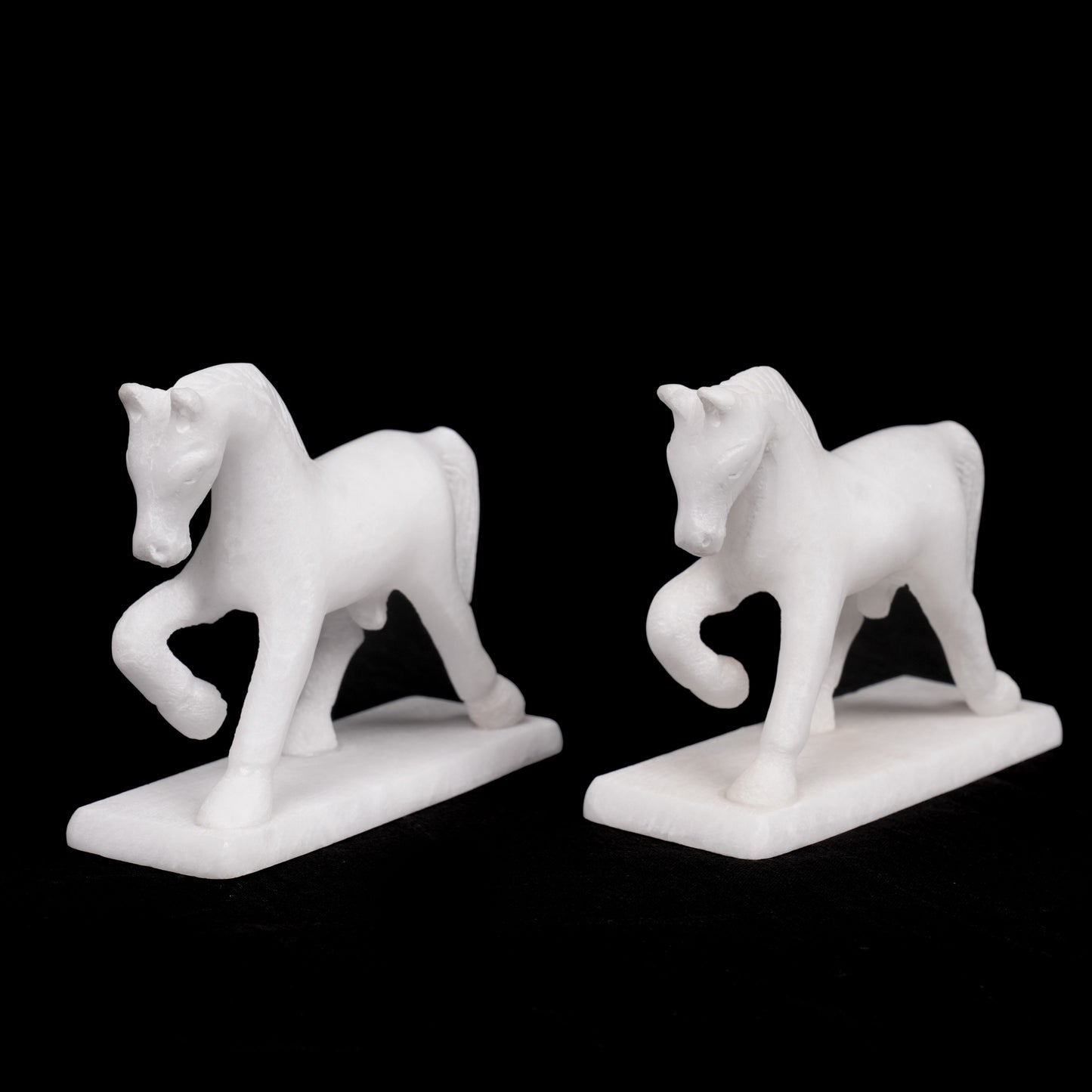 All White Marble Table Running Horse