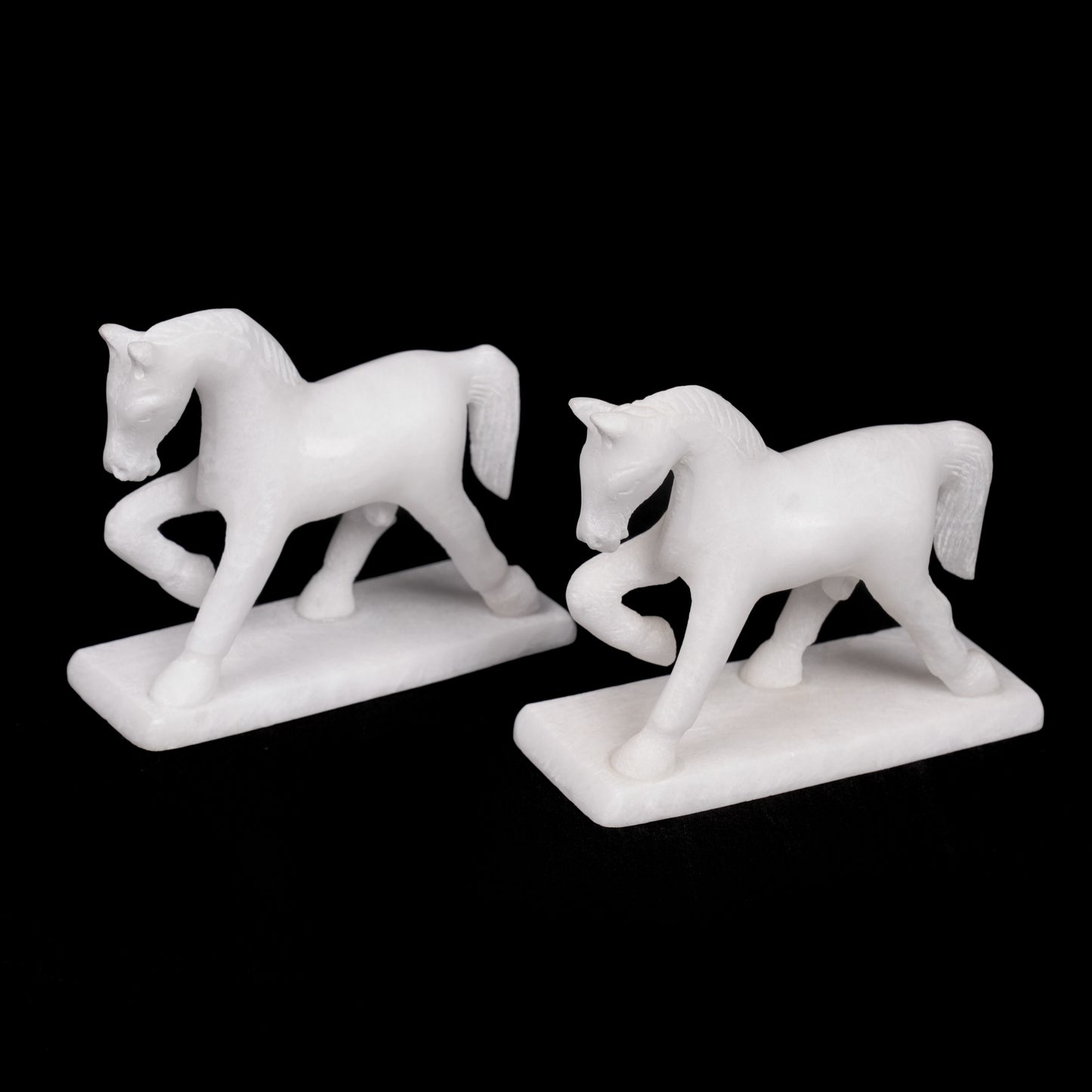 All White Marble Table Running Horse