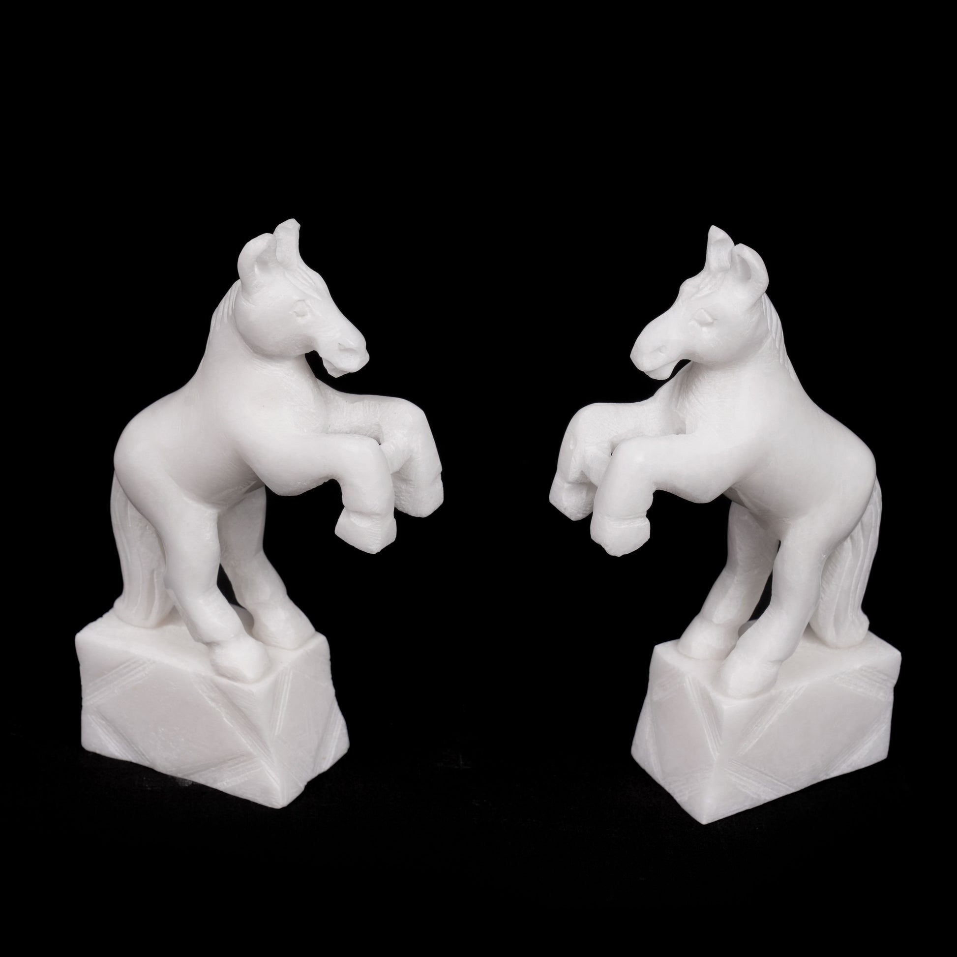 All White Marble Table Standing Horse