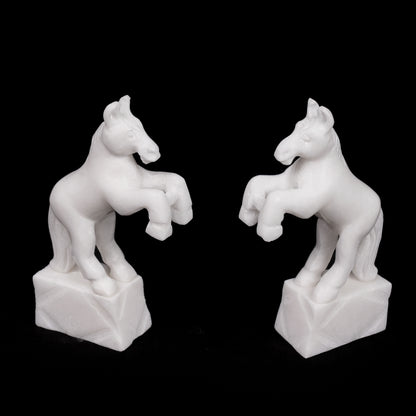 All White Marble Table Standing Horse