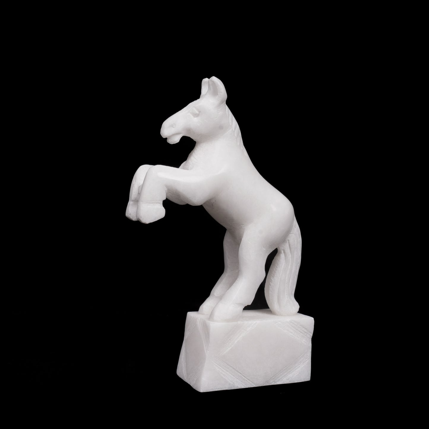 All White Marble Table Standing Horse