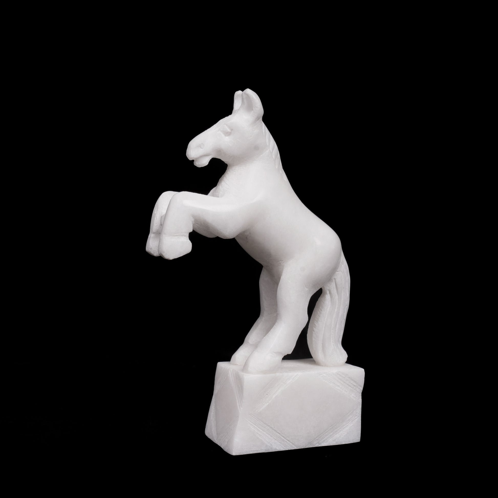 All White Marble Table Standing Horse