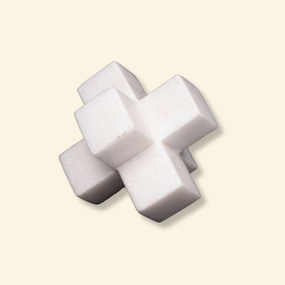 Black & White Marble Cubical Cross | Artistic Luxury Decor Piece