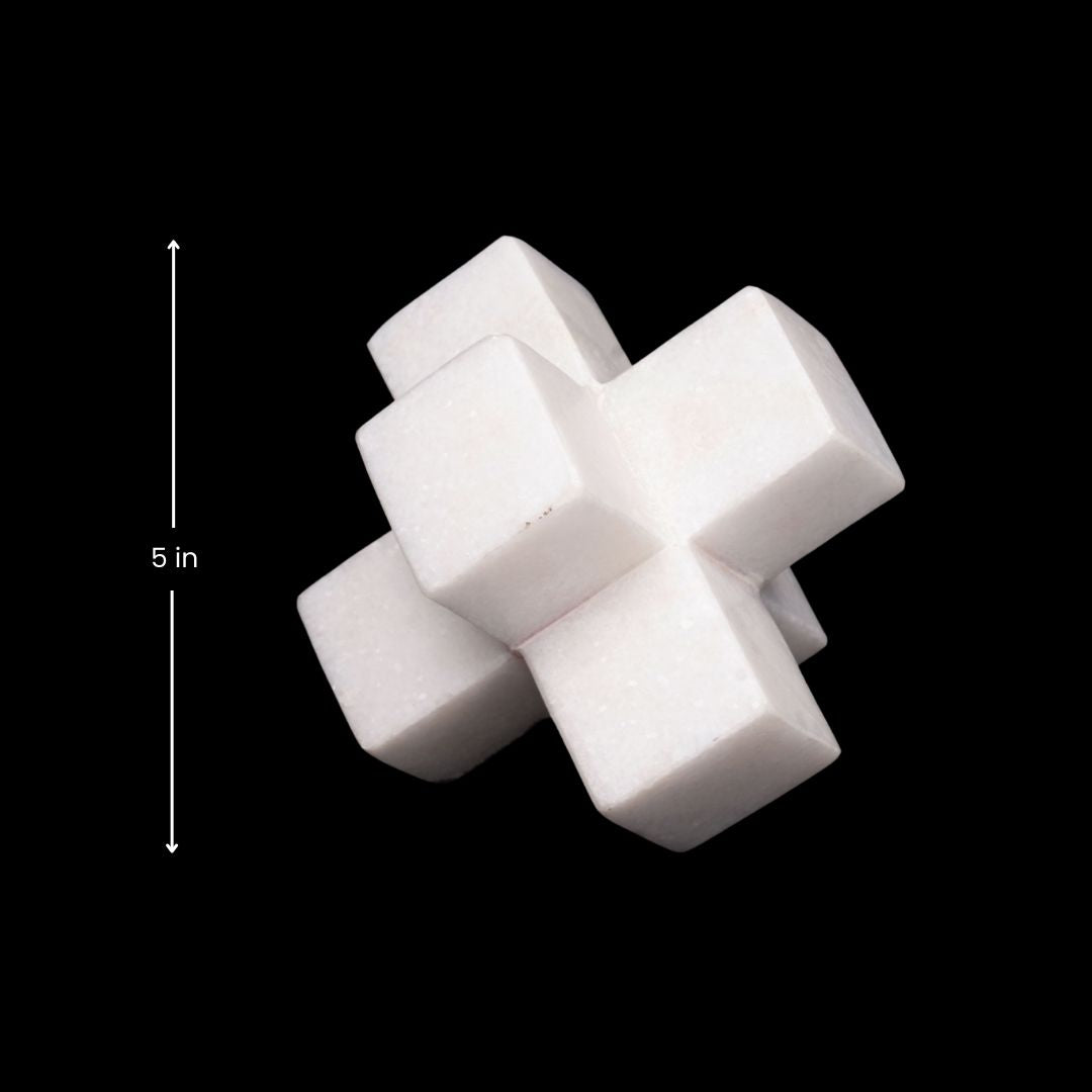 Black & White Marble Cubical Cross | Artistic Luxury Decor Piece
