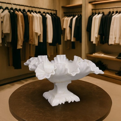 Cuenco de pie con flores | Decoración multiusos de mármol blanco para el hogar