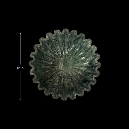 Green Marble Ruffle Bowl | Elegant Luxury Decor Piece