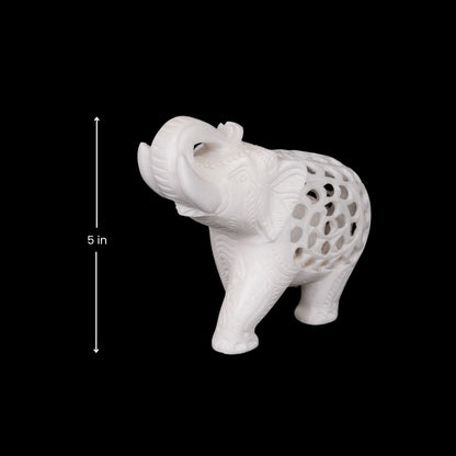 Italian Net Carved Marble Elephant Table Set (2 Pcs)