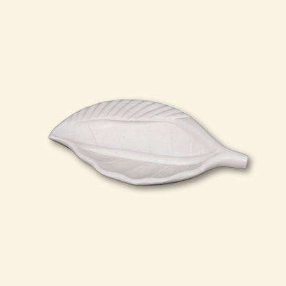Leaf Shaped Urli Bowl | Multipurpose White Marble Home Decor