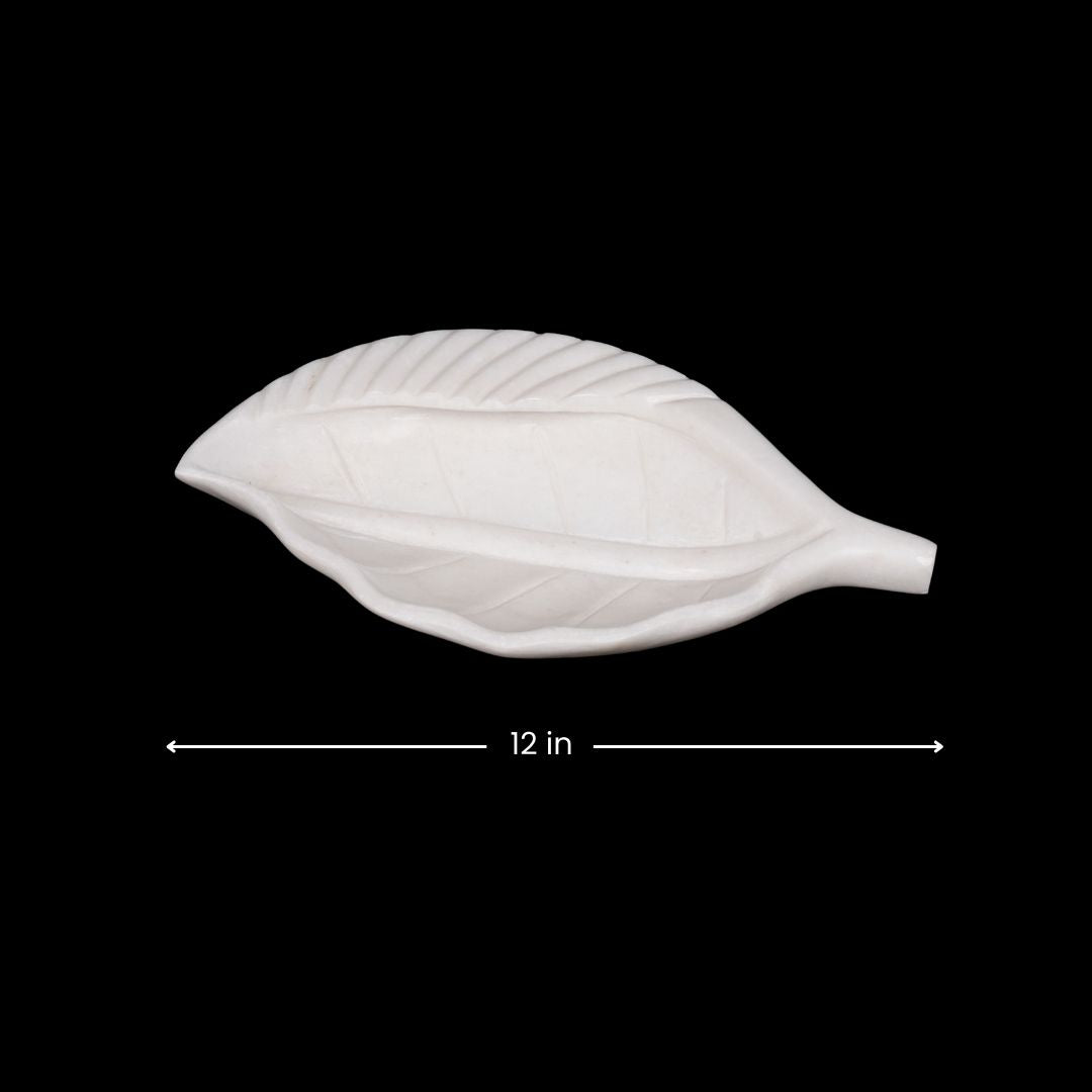 Leaf Shaped Urli Bowl | Multipurpose White Marble Home Decor
