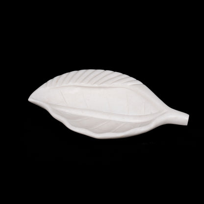 Leaf Shaped Urli Multipurpose White Marble Bowl