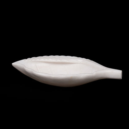 Leaf Shaped Urli Multipurpose White Marble Bowl