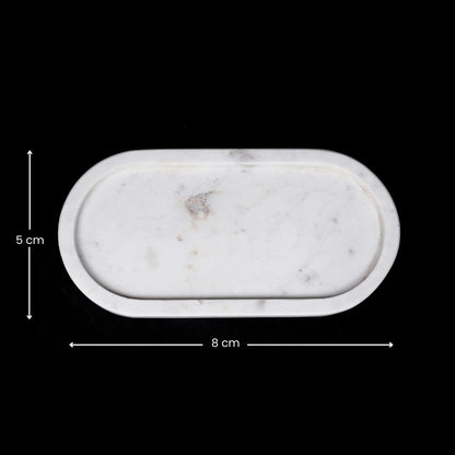 Bandeja ovalada alargada con forma de luna | Elegante pieza decorativa y para servir en mármol blanco