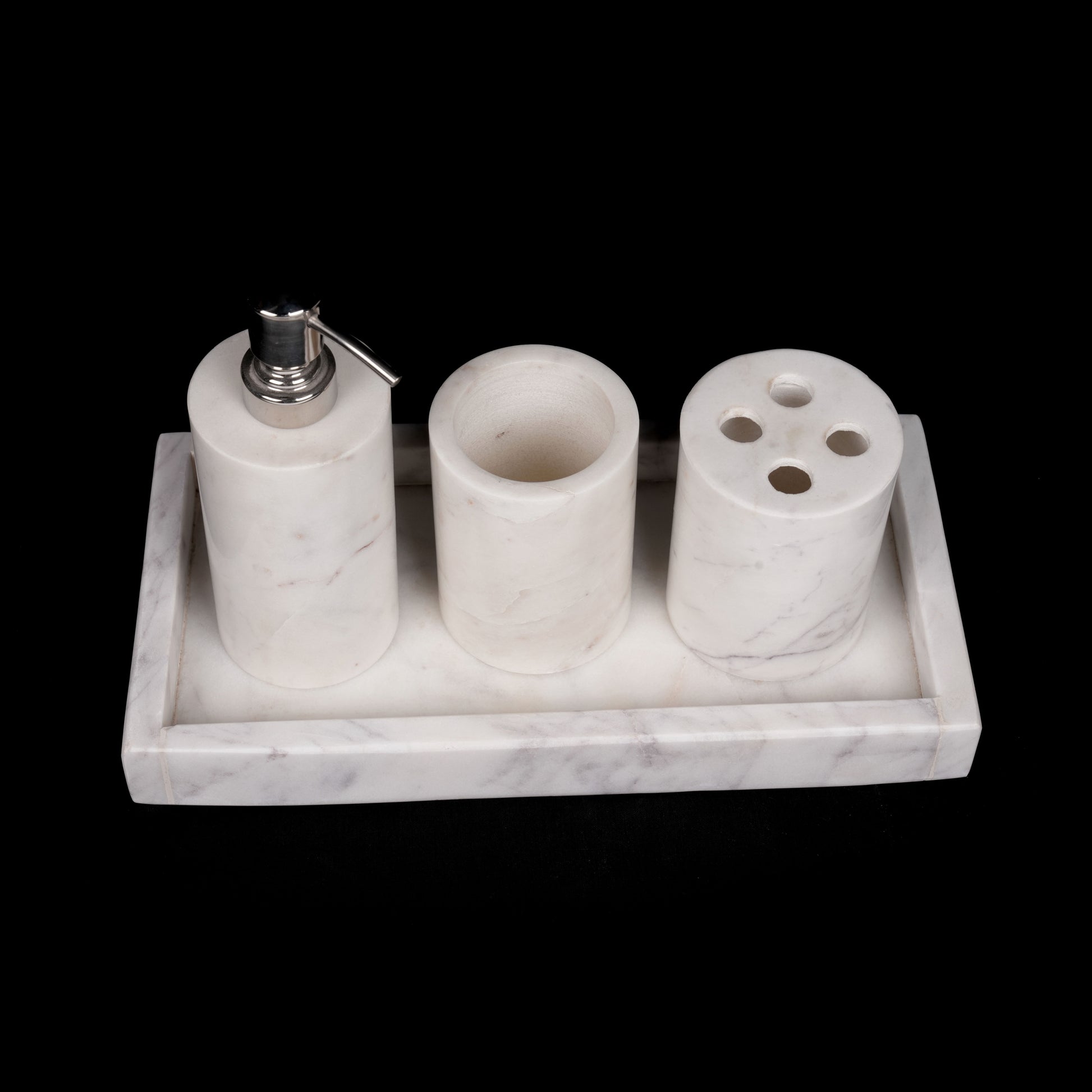 Modern Minimalistic Bathroom Set, liquid dispenser, toothbrush holder, toothpaste Holder
