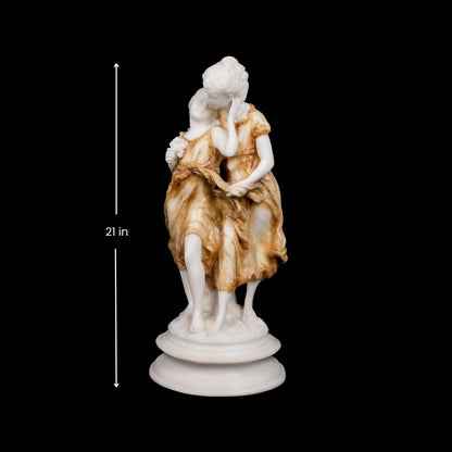 Mother & Daughter Roman Style Desk Statue | Timeless Bond in Marble