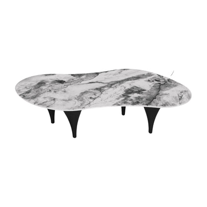 Natural Curved Grey & White Marble Effect Coffee Table
