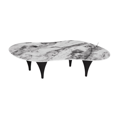 Natural Curved Grey & White Marble Effect Coffee Table