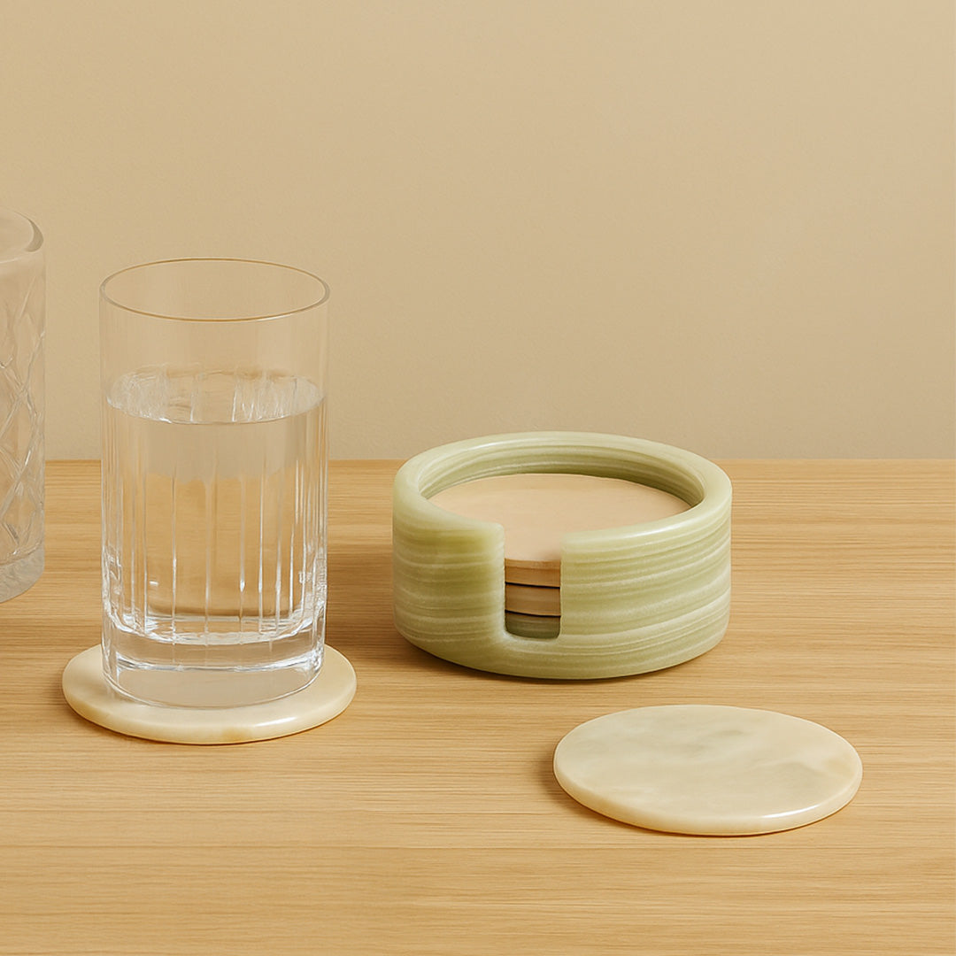 Onyx Coaster Set | Natural Stone Elegance for Home & Gifting