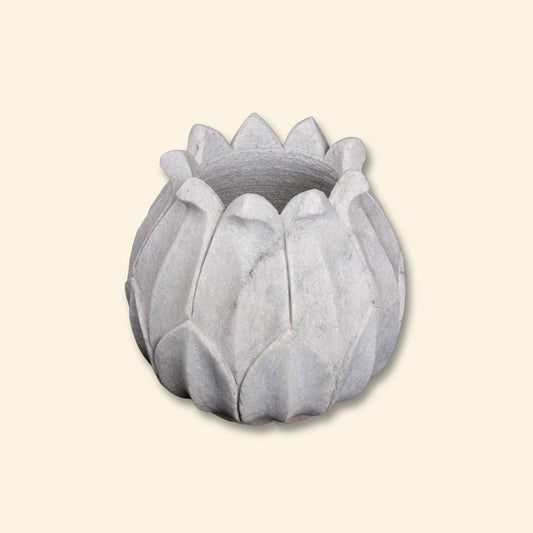 Maceta de mármol blanco para exteriores | Decoración de jardín de primera calidad