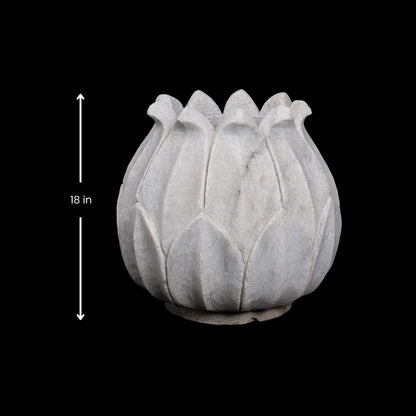 Maceta de mármol blanco para exteriores | Decoración de jardín de primera calidad