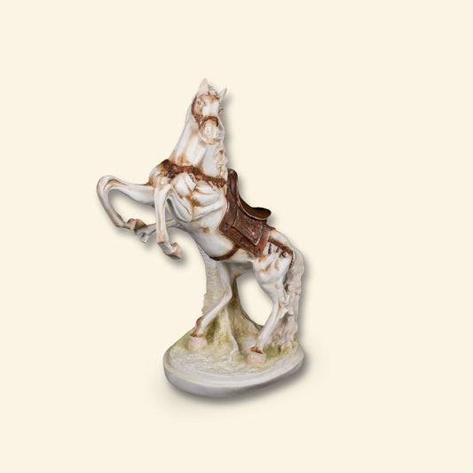 Royal Galloping Horse Sculpture | White Marble Indoor Decor