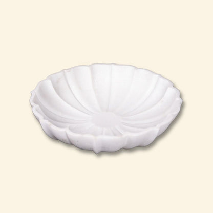 Cuenco Urli en forma de arco de mármol blanco real para usos múltiples
