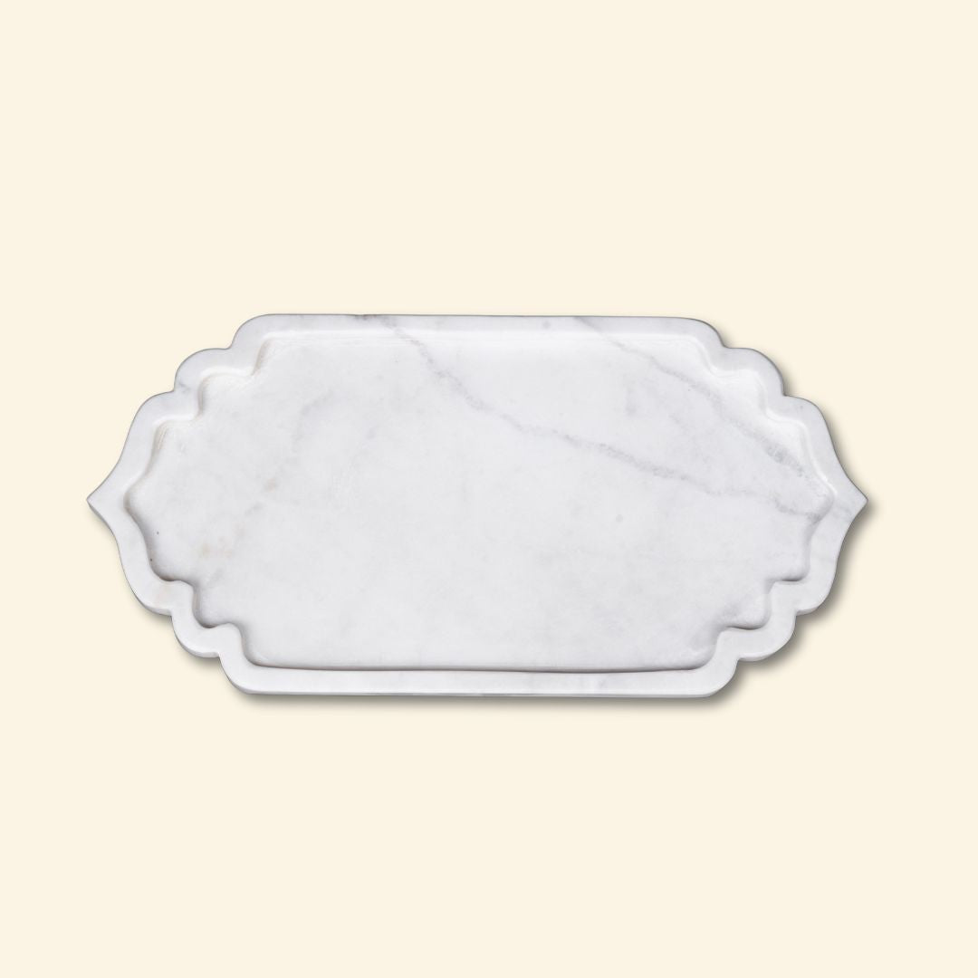 Bandeja de mármol blanco real en forma de arco | Art Decor and Royal Collectables