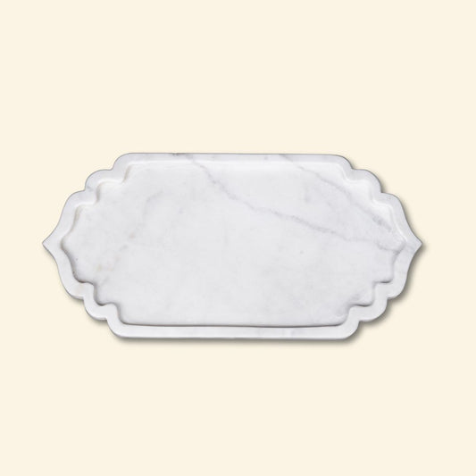 Bandeja de mármol blanco real en forma de arco | Art Decor and Royal Collectables