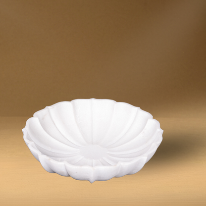 Royal White Marble Arch Shaped Urli Bowl for Multipurpose Use