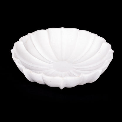 Royal White Marble Arch Shaped Urli Bowl for Multipurpose Use