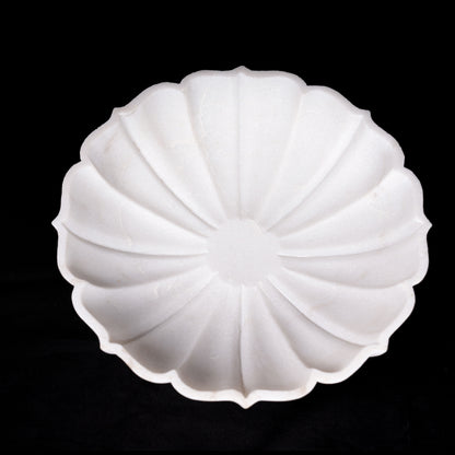 Royal White Marble Arch Shaped Urli Bowl for Multipurpose Use