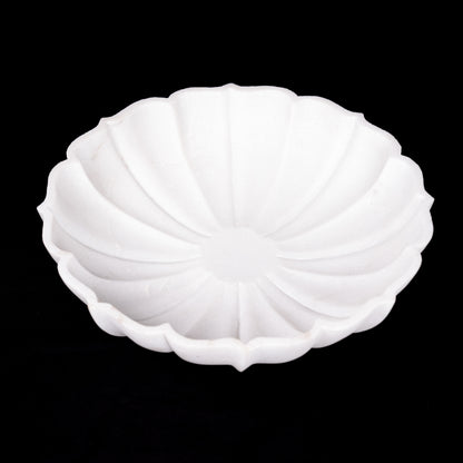 Royal White Marble Arch Shaped Urli Bowl for Multipurpose Use