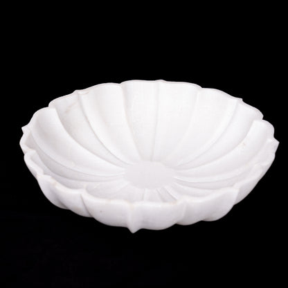 Royal White Marble Arch Shaped Urli Bowl for Multipurpose Use