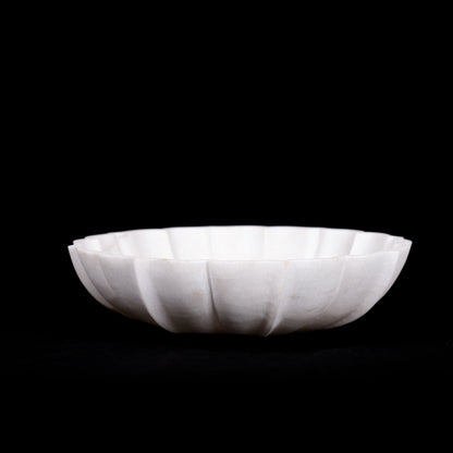 Royal White Marble Arch Shaped Urli Bowl for Multipurpose Use