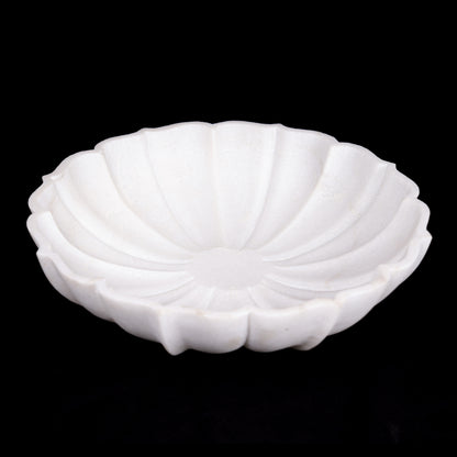Royal White Marble Arch Shaped Urli Bowl for Multipurpose Use