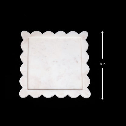 Plato cuadrado con arco de mármol blanco | Decoración y vajilla elegantes